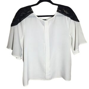 𝅺WORTHINGTON WOMEN’S TOP BLOUSE POLAR BEAR w/LACE